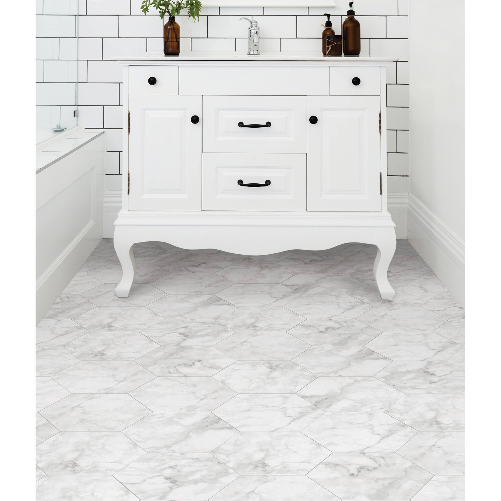 FloorPops Milena Peel & Stick Hexagon Floor Tiles